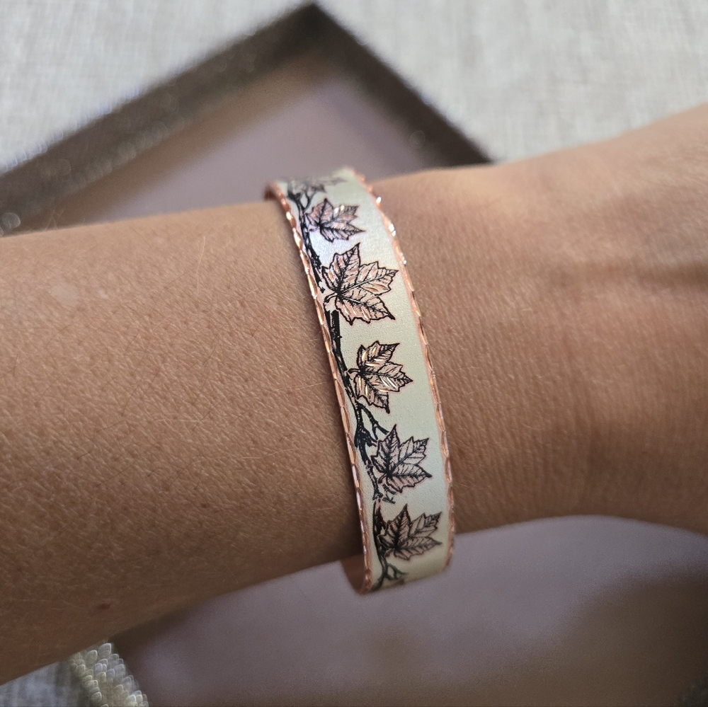 Fall Maple Leaf Rose Gold Cuff Bracelet